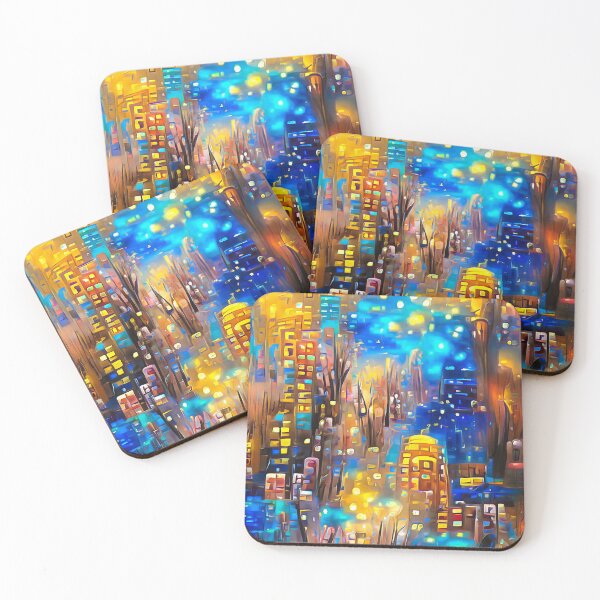 Item preview, City Lights 09 Golden Glitter and Blue Night designed and sold by mhfoto.