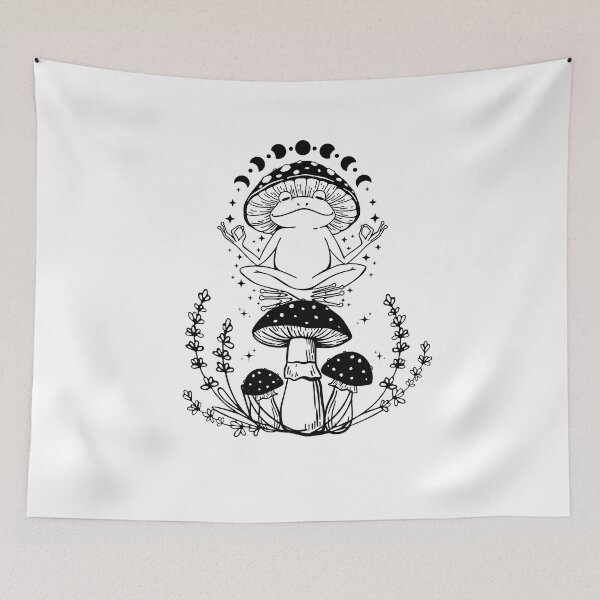 Item preview, Mystical Frog Aesthetic Meditate Meditating Frog Cottagecore Frog Moon Frog Mushroom Frog designed and sold by CaitU.