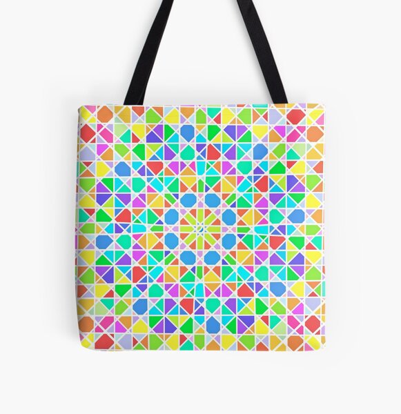 Abstract Forms with Triangles All Over Print Tote Bag