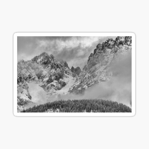 Wilder Kaiser with clouds and wafts of fog in a wintry mood Sticker