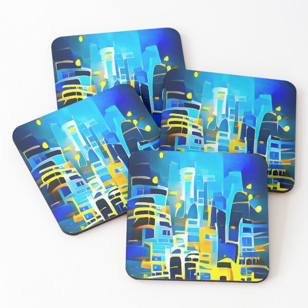 Item preview, City Lights 12 Abstract Blue and Golden designed and sold by mhfoto.