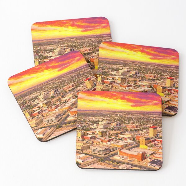 Item preview, Skyline of downtown  San Angelo, Texas, seen at sunset - digital painting designed and sold by NickoPrints.