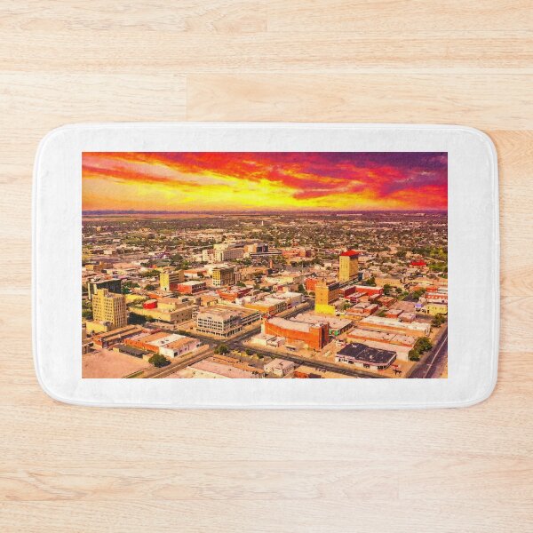 Item preview, Skyline of downtown  San Angelo, Texas, seen at sunset - digital painting designed and sold by NickoPrints.