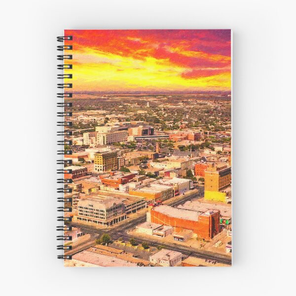 Item preview, Skyline of downtown  San Angelo, Texas, seen at sunset - digital painting designed and sold by NickoPrints.