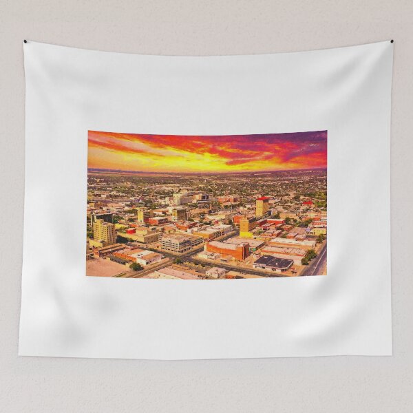 Item preview, Skyline of downtown  San Angelo, Texas, seen at sunset - digital painting designed and sold by NickoPrints.
