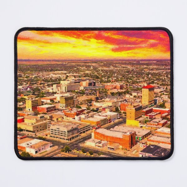 Item preview, Skyline of downtown  San Angelo, Texas, seen at sunset - digital painting designed and sold by NickoPrints.