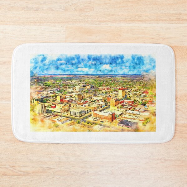 Item preview, Skyline of downtown  San Angelo, Texas - pen and watercolor designed and sold by NickoPrints.