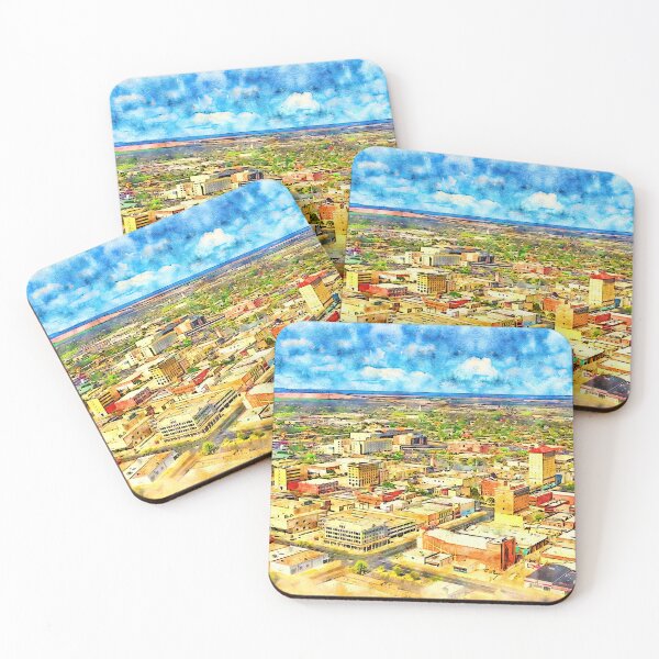 Item preview, Skyline of downtown  San Angelo, Texas - pen and watercolor designed and sold by NickoPrints.