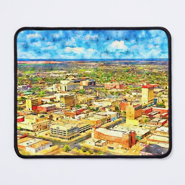 Item preview, Skyline of downtown  San Angelo, Texas - pen and watercolor designed and sold by NickoPrints.