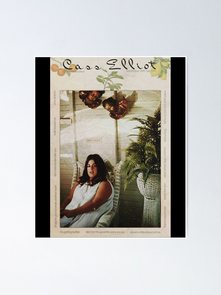 Póster «mama cass elliot vintage 70s mamás y papas fruta hojas» de