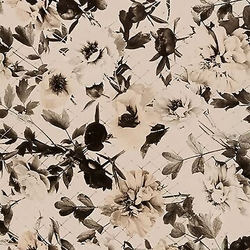 Artwork thumbnail, White and Black Floral Pattern print by JiggsFashion