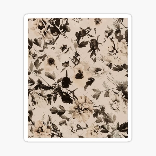 White and Black Floral Pattern print Sticker
