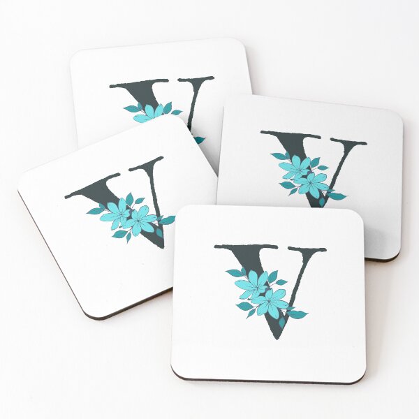 Item preview, Blue floral V monogram designed and sold by Coffee Lifestyle.
