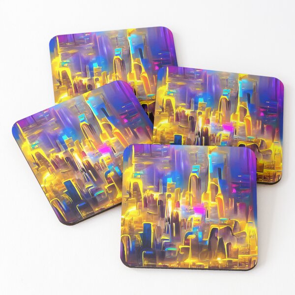Item preview, City Lights 18 Futuristic Golden Buildings designed and sold by mhfoto.