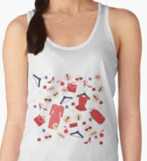 Shopping Spring Sale Seamless Pattern. Accessories, Clothing and Fashion Elements Women's Tank Top