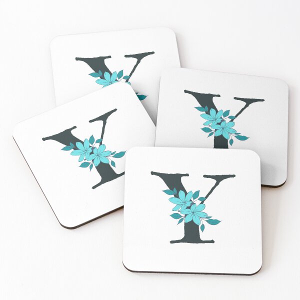Item preview, Blue floral Y monogram designed and sold by Coffee Lifestyle.