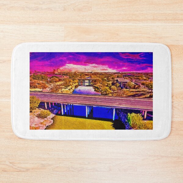 Item preview, Bridges over the Concho River in San Angelo at sunset - digital painting designed and sold by NickoPrints.