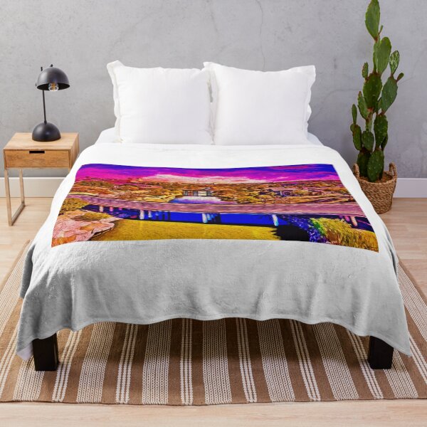 Item preview, Bridges over the Concho River in San Angelo at sunset - digital painting designed and sold by NickoPrints.
