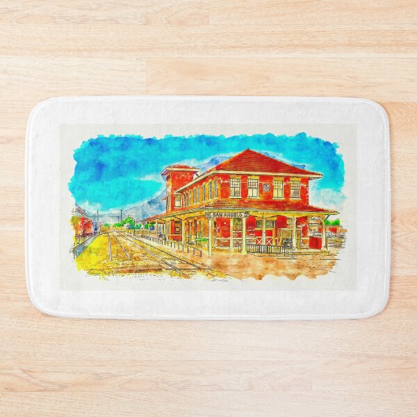 Item preview, Railway Museum of San Angelo, Texas - pen sketch and watercolor designed and sold by NickoPrints.