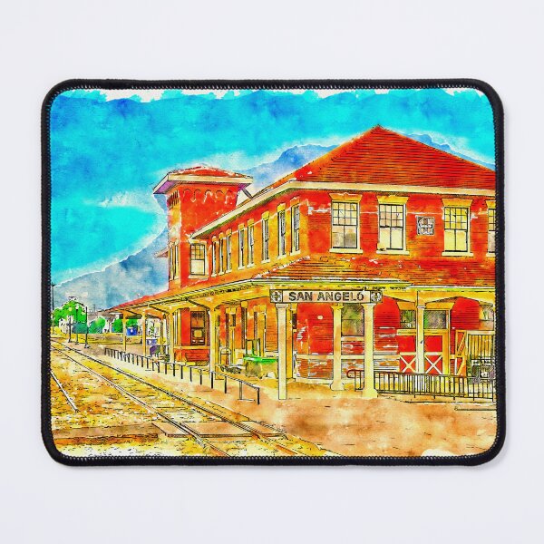Item preview, Railway Museum of San Angelo, Texas - pen sketch and watercolor designed and sold by NickoPrints.