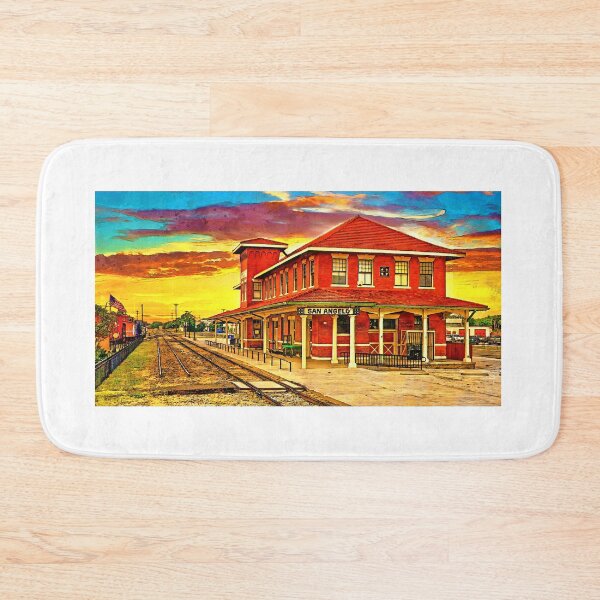 Item preview, Railway Museum of San Angelo, Texas, at sunset - digital painting designed and sold by NickoPrints.