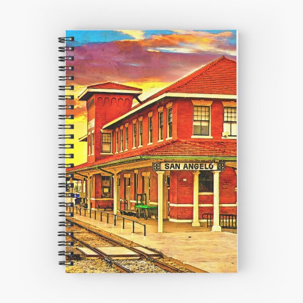 Artikelvorschau, Eisenbahnmuseum von San Angelo, Texas, bei Sonnenuntergang - digitale Malerei entworfen und verkauft von NickoPrints.