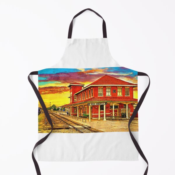 Item preview, Railway Museum of San Angelo, Texas, at sunset - digital painting designed and sold by NickoPrints.