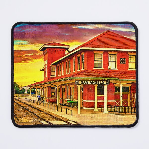 Item preview, Railway Museum of San Angelo, Texas, at sunset - digital painting designed and sold by NickoPrints.