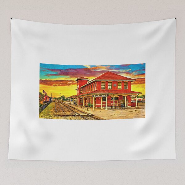 Item preview, Railway Museum of San Angelo, Texas, at sunset - digital painting designed and sold by NickoPrints.