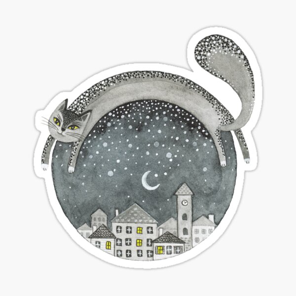 Item preview, Cat and a night town designed and sold by Laorel.