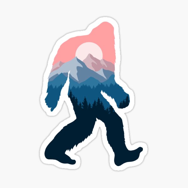 Item preview, Sasquatch silhouette and mountainous landscape designed and sold by landscapeworlds.