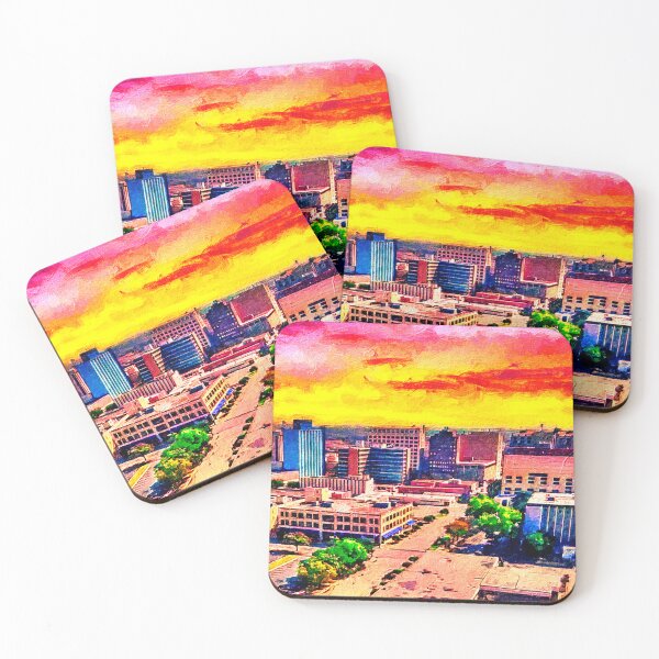 Item preview, Skyline of downtown Wichita Falls, Texas, at sunset - digital painting designed and sold by NickoPrints.