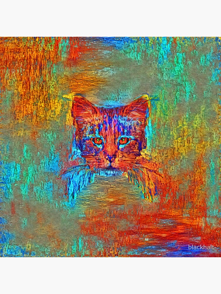 Thumbnail 3 of 3, Sticker, Ninja cat hiding in Modern #Art designed and sold by blackhalt.