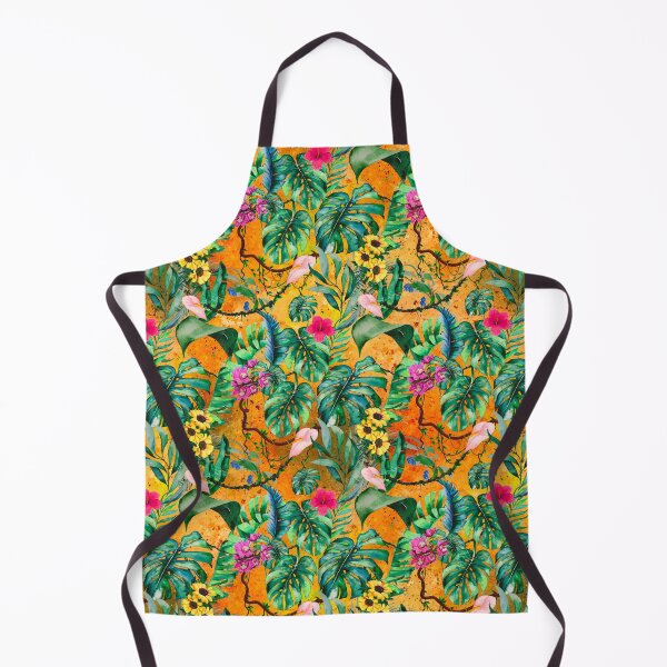 Item preview, Exotic orange forest, leaves and flowers tropical pattern, botanical illustration, floral illustration designed and sold by ZeinabTaha.