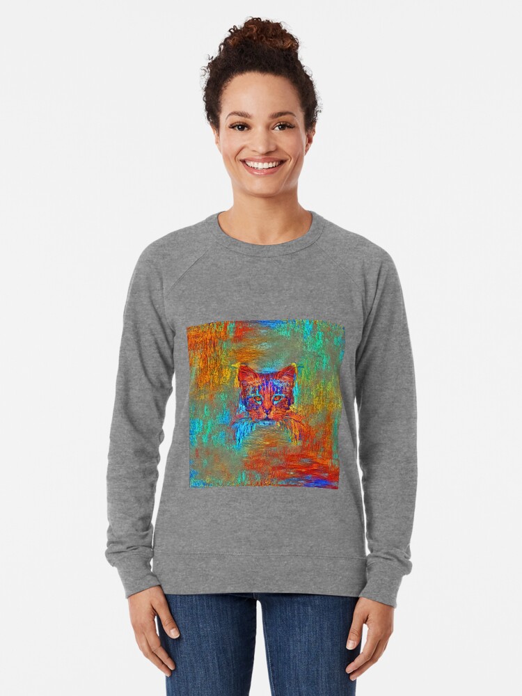 Alternate view of Ninja cat hiding in Modern #Art Lightweight Sweatshirt