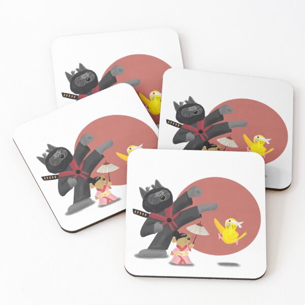 Item preview, Go Japan! Funny ninja dog, karate bird and girl mouse designed and sold by HalloMolly.