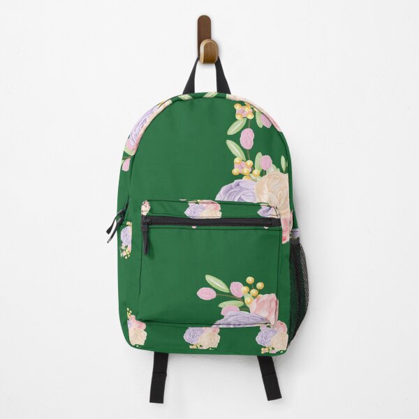 Item preview, Green with pink bouquets print designed and sold by Grey-Brunette.