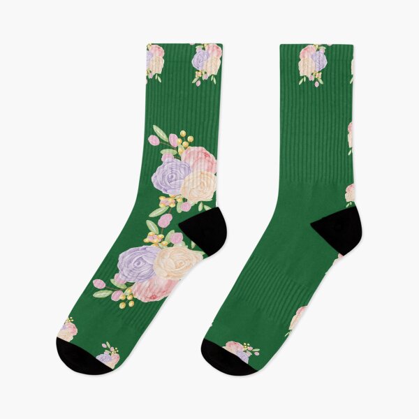 Item preview, Green with pink bouquets print designed and sold by Grey-Brunette.