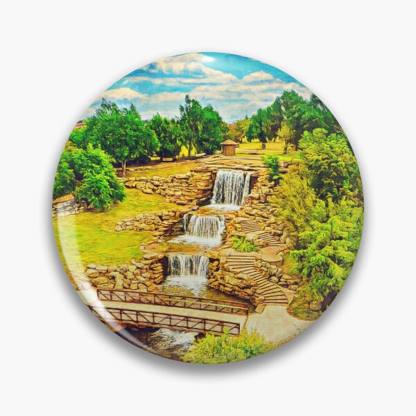 Item preview, Wichita artificial waterfall in Wichita Falls, Texas - digital painting designed and sold by NickoPrints.