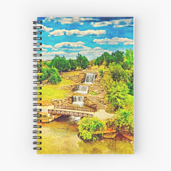 Item preview, Wichita artificial waterfall in Wichita Falls, Texas - digital painting designed and sold by NickoPrints.