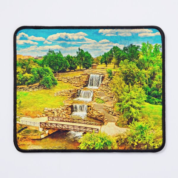 Item preview, Wichita artificial waterfall in Wichita Falls, Texas - digital painting designed and sold by NickoPrints.