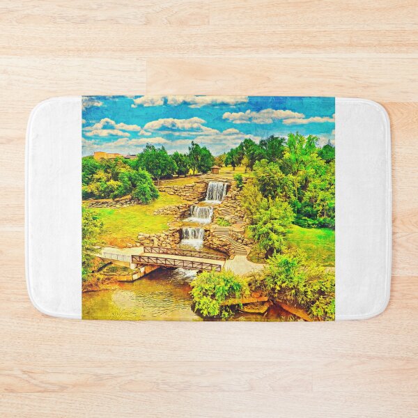 Item preview, Wichita artificial waterfall in Wichita Falls, Texas - digital painting designed and sold by NickoPrints.
