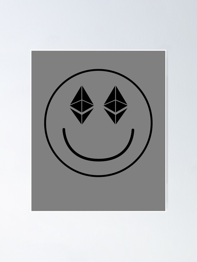 Imagen 1 de 3, Póster con la obra Ethereum Smiley Face Crypto Emoticon ETH Happy Ethereum Gear, diseñada y vendida por DynamicDesign.