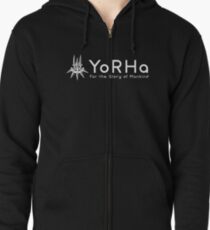 Sudadera con capucha y cremallera YoRHa - Blanco