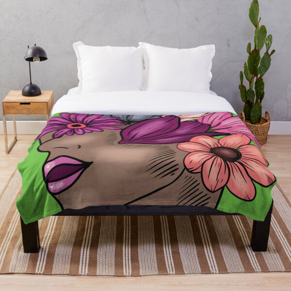 Item preview, Woman's face covered in flowers print designed and sold by Grey-Brunette.