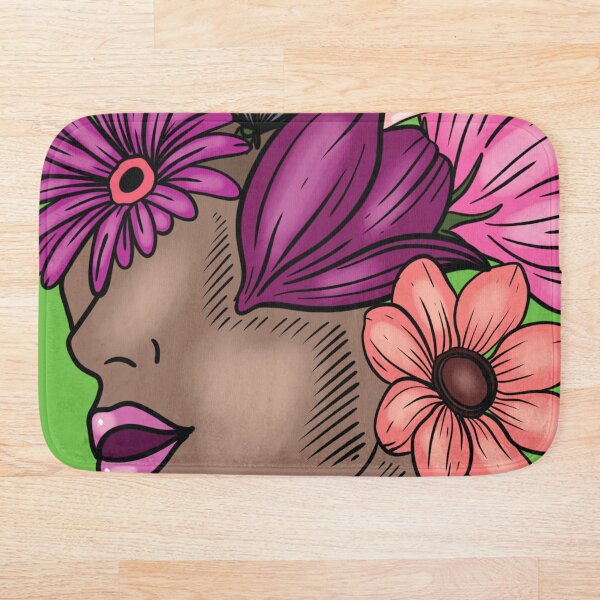 Item preview, Woman's face covered in flowers print designed and sold by Grey-Brunette.