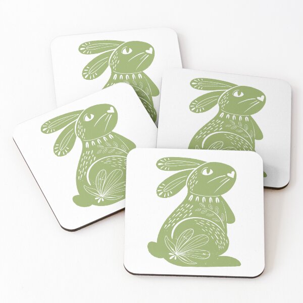 Artikelvorschau,  Salbeigrüner Pastell-Osterhase mit Blumen-hellem Boden-Design entworfen und verkauft von EarthArtDesigns.