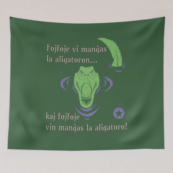 Item preview, Fojfoje vi manĝas la aligatoron... (flava kaj purpuro) designed and sold by Zebastjan Johanzen.