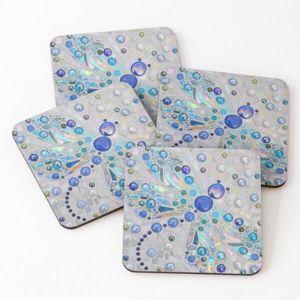 Item preview, Dragonfly mosaic in blue stained glass designed and sold by suespaintroom.