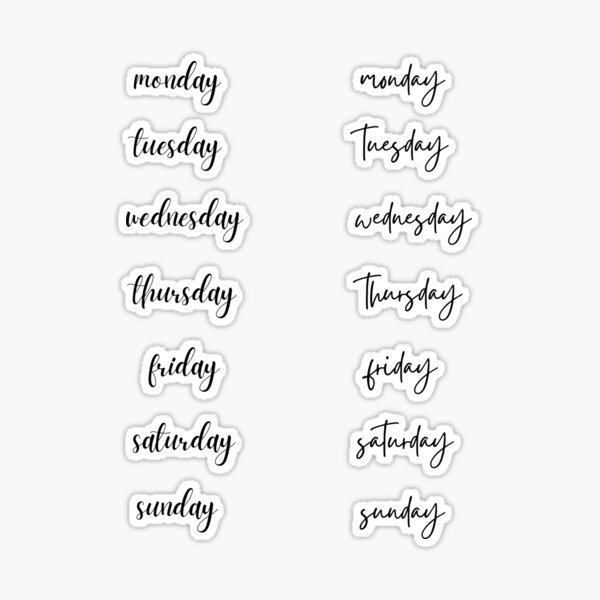 Colorful Weekdays Stickers for Bullet Journal - Olooriel on Redbubble